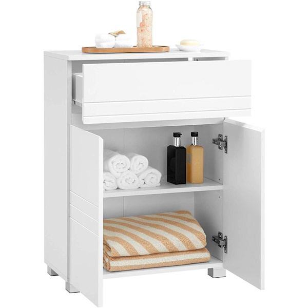 Rootz Badrumsskåp - Förvaringsskåp - Skänk - Franska dörrar - Låda - Vit - MDF - 60 x 30 x 80 cm