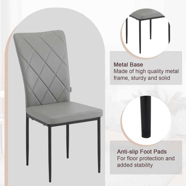 Rootz matstolar Set med 4 - Köksstolar - Moderna sittplatser - Bekväm vadderad sits - Ergonomiskt ryggstöd - Slitstark metallram - 42cm x 94,5cm x 59c