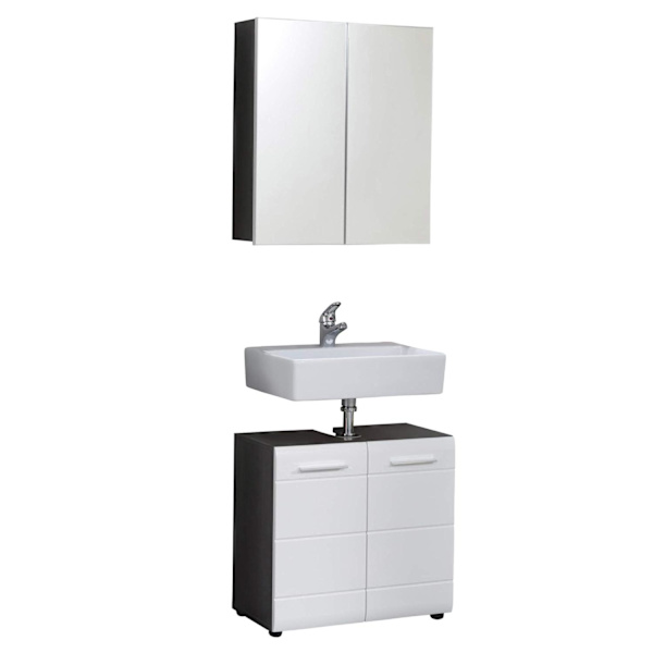 Rootz Bathroom 2-Piece Set - Bath Ensemble - Vanity Combo - Furnishing Set - Decor Suite - Bathroom Kit - Bath Duo - White High Gloss - 60 x 182 x 31