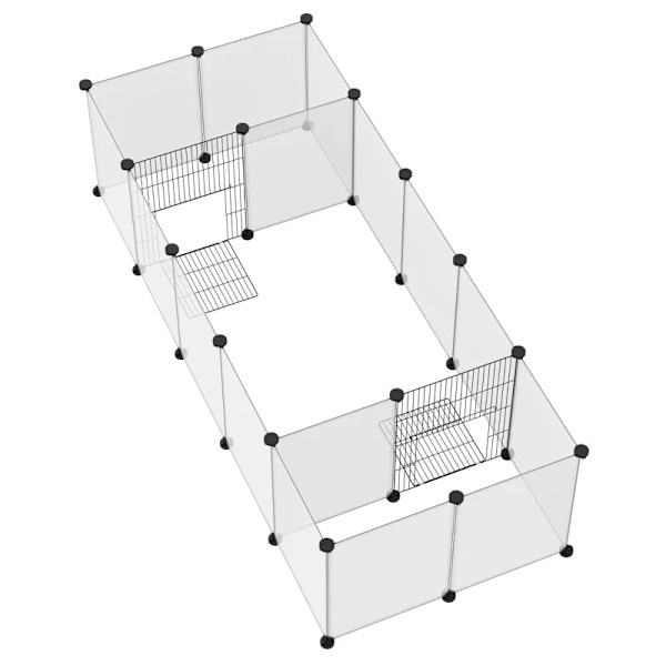 Rootz DIY Outdoor Inkapsling - Små djurport - 18 paneler - Inkluderar monteringsmaterial - Modulsystem - Svart + Vit - 175L x 70W x 45H cm.