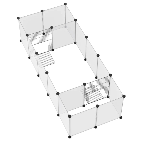 Rootz DIY udendørs kabinet - Small Animal Gate - 18 Paneler - Inkluderer monteringsmateriale - Modulært system - Sort + Hvid - 175L x 70W x 45H cm.