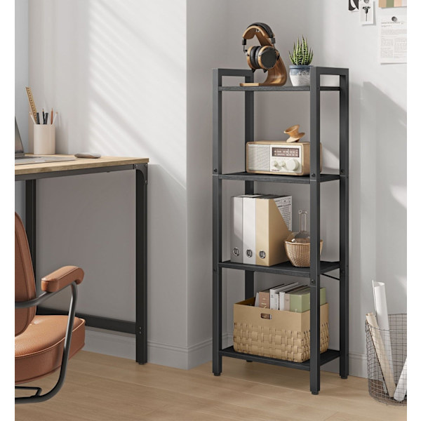Rootz 4-tiers bogreol - Åben reol - Bogreol i træ - Opbevaringsorganisering - 120 cm x 30 cm x 90 cm