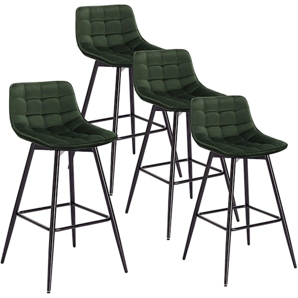 Rootz Velvet Barstole - Bordskamler - Køkkentaburetter - Komfortable og ergonomiske - Holdbar metalramme - Alsidigt design - 43 cm x 35,5 cm