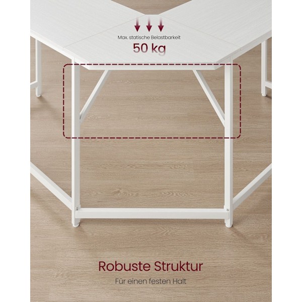 Rootz Modern Computer Desk - Kontorbord - Arbejdsstation - Spånplade - Robust stålramme - 149cm x 149cm x 76cm