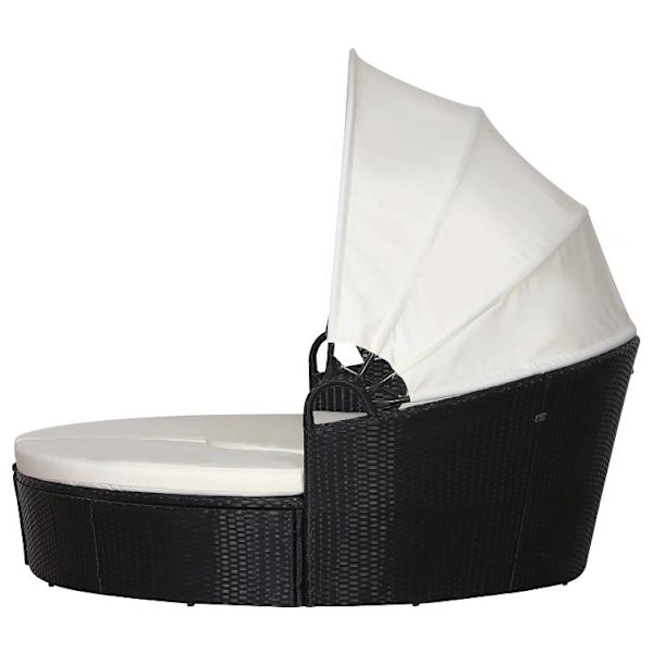 Rootz Zonne-Island - Loungesæt - Rattan - Baldakin - Siddegruppe - Hynder - Metal - Creme - Sort - 180 x 175 x 147 cm