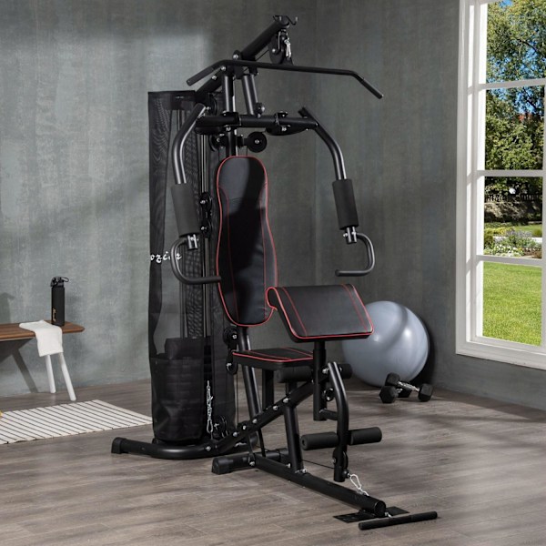 Rootz Multi -Gym træningscykel - Træningsstation - Vægtbænk - Omfattende træning - 170x104x205cm - Forstærket stål - Sort