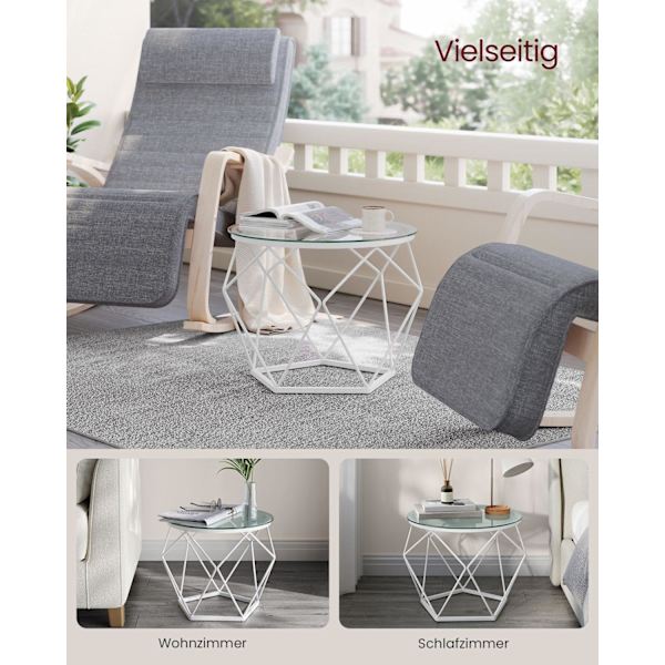 Rootz 2-delade sidobord - Ändbord - Bord av härdat glasstål - Lätt hållbar design - Modern heminredning - 50 cm x 40 cm x 40 cm & 40 cm x 36 cm x 36 c