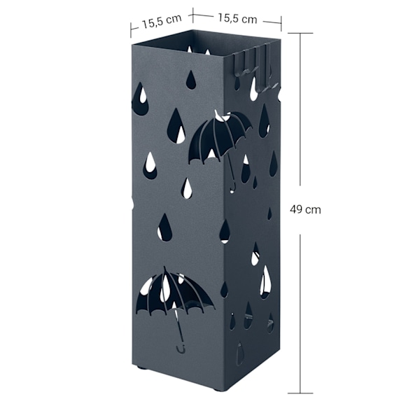 Rootz-sateenvarjoteline - Metallinen sateenvarjoteline - Ulkoterassijalusta - Muovijalusta - 15,5 cm x 15,5 cm x 49 cm - 1,8 kg - Antrasiitti - 4 kouk