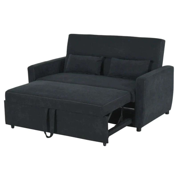 Rootz Bäddsoffa - Hopfällbar soffa - 2-sits Tyg soffa - Soffa med sovfunktion - Justerbar vinkel - Svart - 148 x 82 x 89 cm