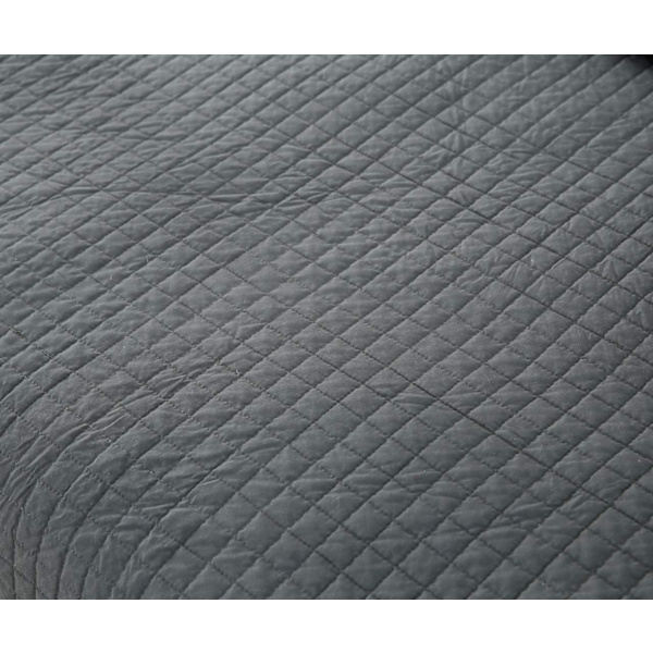 Rootz Vendbart Sengetæppe - Sofatæppe - Polyester - Åndbar - Alsidig - Mørkegrå - 360 g/m² - 1 cm Kant - 150 cm x 200 cm