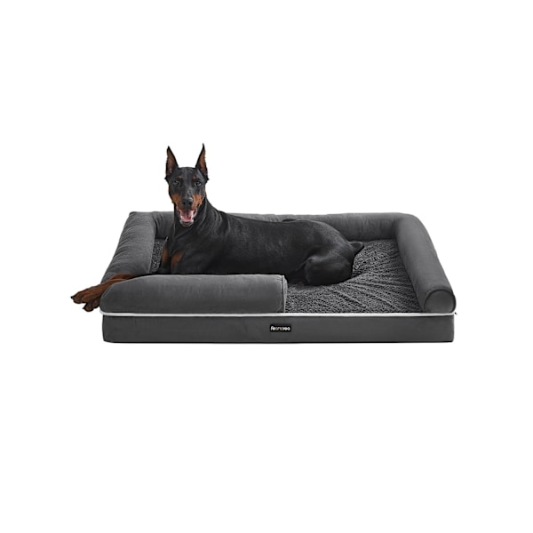 Rootz Ortopedisk Hundsäng - Husdjurssäng - Memory Foam Madrass - Upphöjd bolster - 120cm x 85cm x 25cm