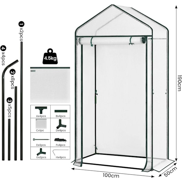 Rootz Film Greenhouse - Tomathus - Odlingstält - Köldskydd - 100cm x 50cm x 190cm