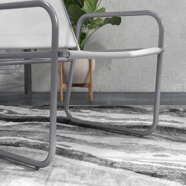 Rootz Havemøbelsæt - 3-delt - 2 Stole - Åndbart stofbetræk - 1 Rundt Bord Ø60 Cm - Stål - Plast - Lysegrå - 52w X 47,5d Cm