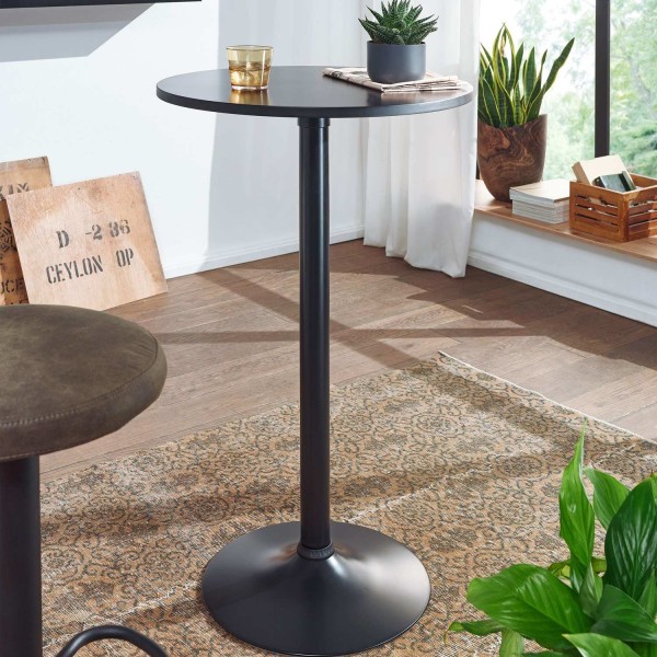 Rootz ståbord - Högt bord - Bistrobord - Runt ståbord - Barbord - Metall - Trä - Ø 60 cm - Svart