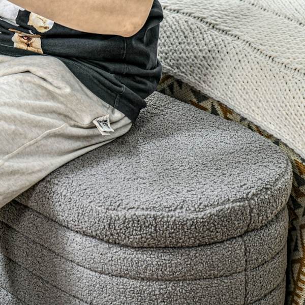 Rootz Vadderad sängbänk - Förvaring Ottoman - Fönstersäte - 100 % polyester - Eucalyptus träram - 116cm x 41cm x 40,5cm