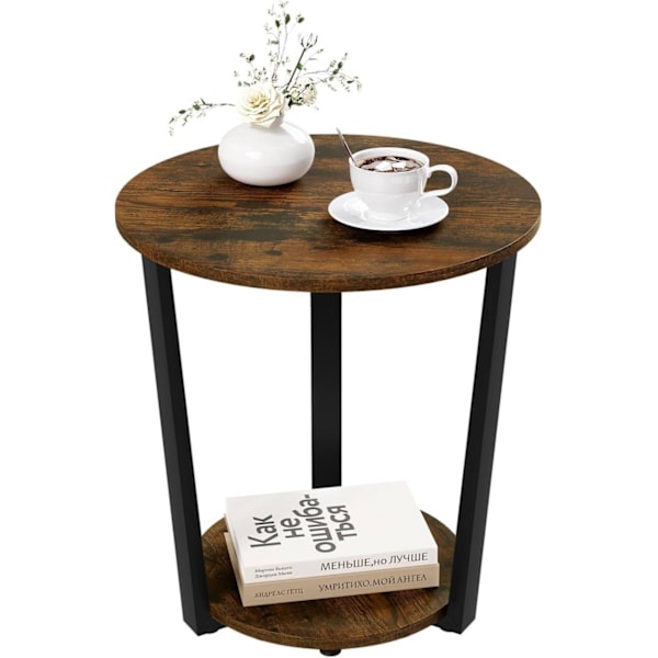 Rootz runt sidobord - Soffbord - Avslutsbord - 2 hyllor - Solid och robust - 50cm x 53cm x 50cm
