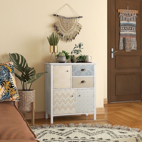 Rootz Shabby Chic skænk - Vintage kommode - Opbevaringsskab - Elegant design - Rigelig opbevaring - Robust konstruktion - 34D x 68W x 80H cm