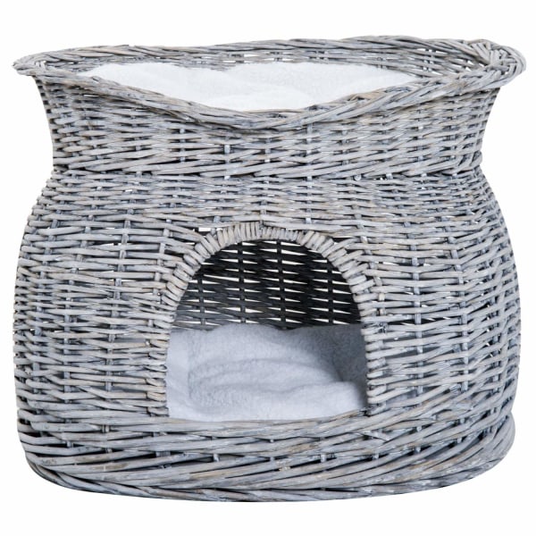 Rootz Cat House - Grå - Plys, bomuld, flet - 22,04 cm x 14,57 cm x 15,75 cm