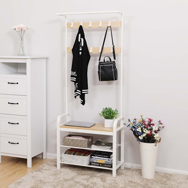 Rootz moderne garderobe med jerntræk - knagerække i industriel stil - Entrémøbler - Spånplade og jern - 72 cm x 33,7 cm x 183 cm