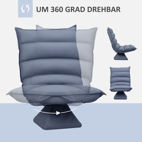Rootz drejelig lænestol - Vippelig ryglæn - Læderlook stol - Justerbart ryglæn - 360° roterende sæde - Åndbart mikrofiberbetræk - 62cm x 70cm x 95cm