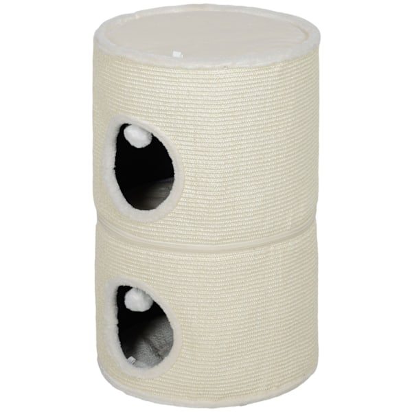 Rootz 3 Tier Cat Scratching Barrel - Cat Tower - Indoor Cat House - Sisal Cover skyddar möbler - Ø42 x 69H cm - Grå