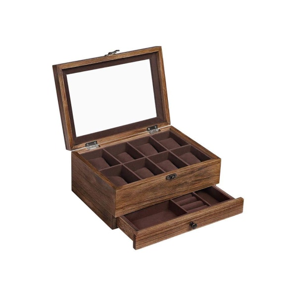 Rootz Watch Box - 8 fack Klockbox - Klockförvaringsbox - Watch Organizer Box - Klocklåda i trä - Lyxklockbox - Reseklocka Box - Watch Case Box