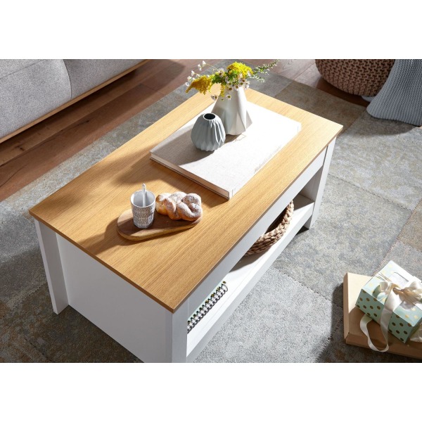 Rootz design sofabord 85 X 47 X 45 cm hvid - eg - Stuebord med o