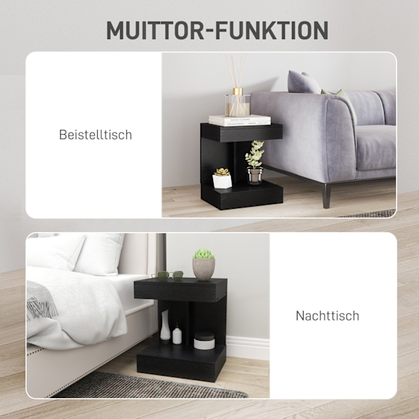 Rootz Bedside Table - Side Bord - Sofabord - Skjult skuffe & opbevaring - 40L x 30W x 46H cm