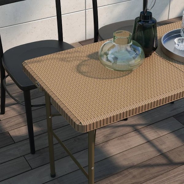 Rootz Trädgårdsbord - Utomhusfällbart bord - Trädgårdshopfällbart bord - PE-rotting - Brun + Svart - 122 x 60 x 73 cm
