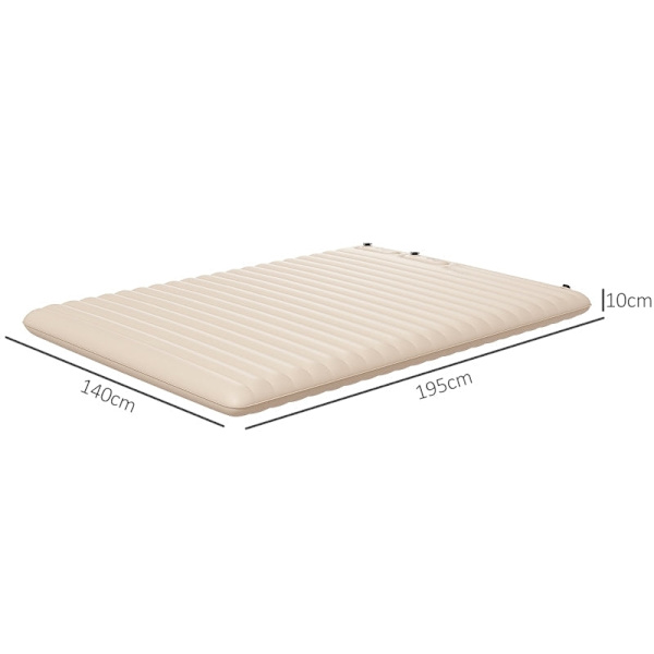 Rootz Camping luftmadras - Oppustelig seng - Udendørs liggeunderlag - Vandtæt polyester - Fodpumpe inkluderet - 195cm x 140cm x 10cm