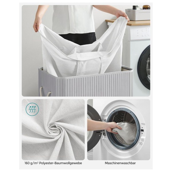 Rootz Tvättkorg - Tvättkorg med 3 fack - Tvättsorterare - Trippe
