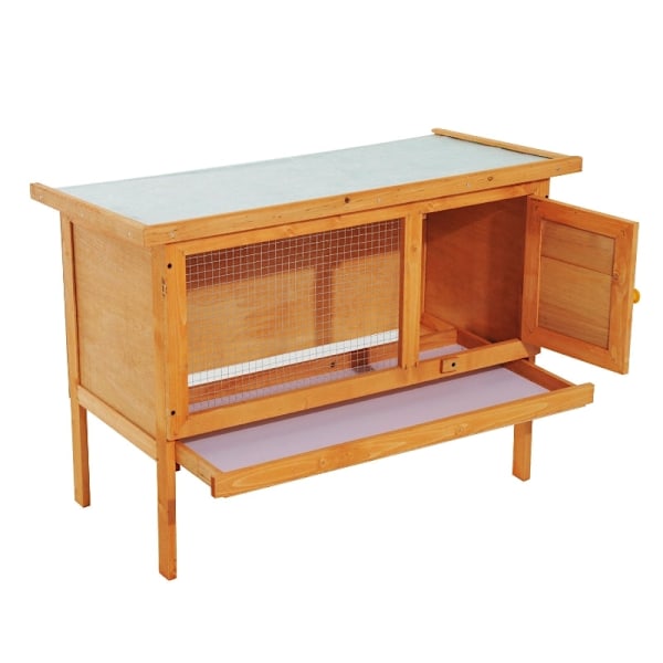 Rootz PawHut Small Animal Hutch - Kaninskydd - Djurhägn - Hållbar och väderbeständig - Lätt att rengöra - Säker och säker - 90 cm x 45 cm x 65 cm - Gr