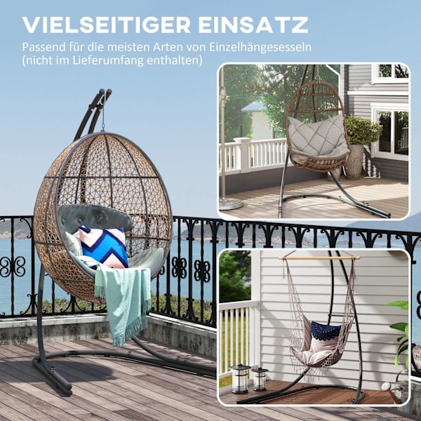 Rootz Hanging Chair C -Shape Metal Stand - Hornstick Frame - Hanging Restoring Frame - Stabilitet - 154 cm x 134 cm x 221cm