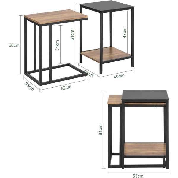 Rootz Sæt med 2 Sofaborde - Sideborde - Stueborde - Stable sideb