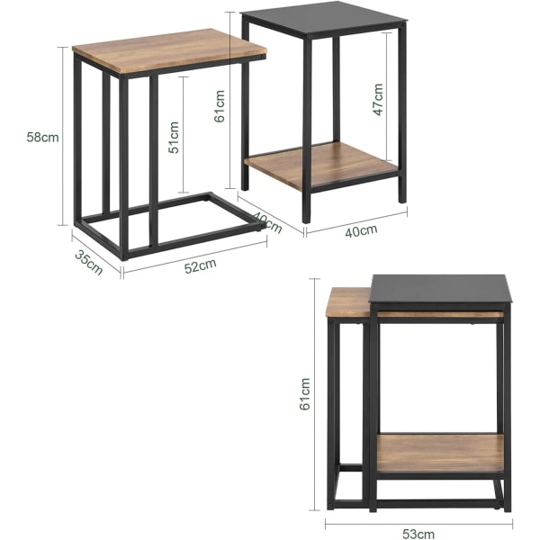 Rootz Set med 2 soffbord - Sidobord - Vardagsbord - Stapling Sidobord
