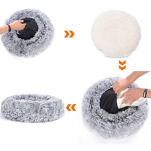 Rootz Donut -koiransänky - Lemmikkieläinsohva - Memory Foam -sänky - Pehmomateriaali - Mukava ja kestävä - 60cm x 20cm - Harmaa