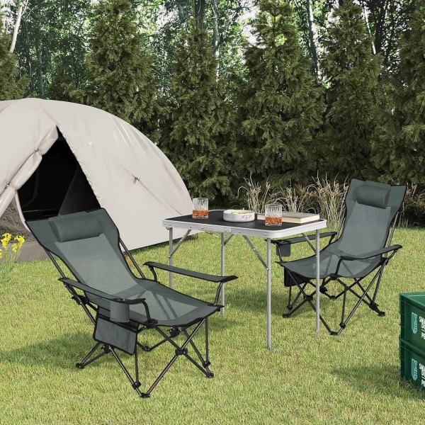 Rootz Ultimate Outdoor Foldestol - Justerbar hvilestol - Bærbart sæde - Holdbart, behageligt, praktisk - 600D Oxford stof - 84 cm x 89 cm x 65 cm (sid