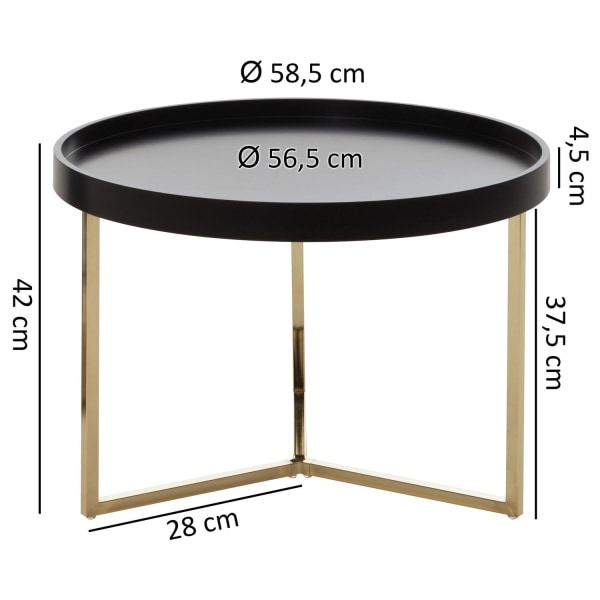 Rootz sohvapöytä 58,5x42x58,5cm musta - kultainen sohvapöytä met