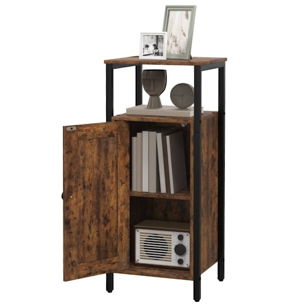 Rootz Sidebord - Sengebord - Skab i industriel stil - Justerbar opbevaring - 34 cm x 30 cm x 80 cm