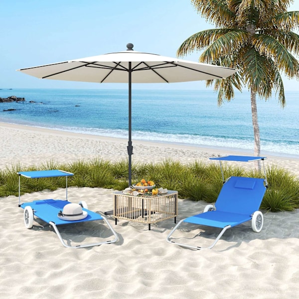 Rootz fällbar solstol - Beach Lounger - Garden Lounger - Justerbar ryggstöd - 62 cm x 148 cm x 85 cm
