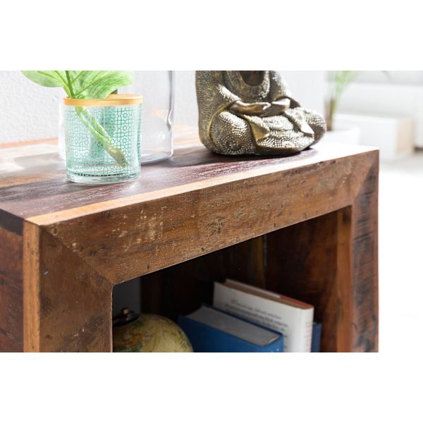 Rootz Sidobord Shabby-Chic Recycling Mango massivt träbord brun Litet bord 45x45x35cm Design Cube