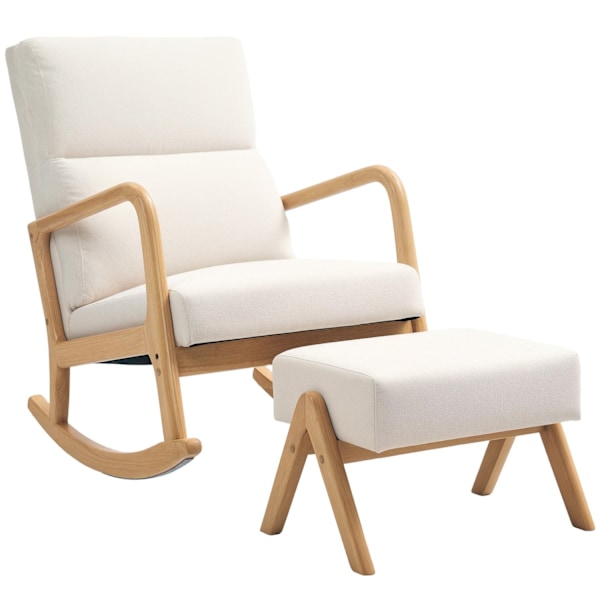 Rootz gungstol med avföring - mjukt vadderad - linne -look - ultimat komfort - 65W x 96d x 94,5H cm - grädde vit