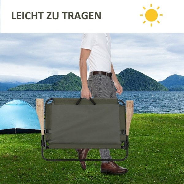 Rootz 2-personers campingstol - Bærbar havestol - Direktørstol - Komfortable siddepladser - Holdbart stålstel - Sammenfoldeligt design - 141 cm x 67 c
