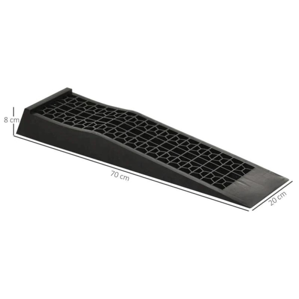Rootz Ramp - Tröskelramp - Trottoarramp - Gummiramper - Antisladdramper - PP - Svart - 70 x 20 x 8 cm