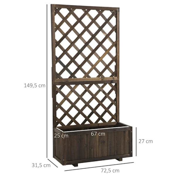 Rootz Upphöjd säng - Växtlåda med spaljé - Blomlåda - spaljé rosenbåge med klätterhjälp för klätterväxter - trä - brun - 72,5 x 31,5 x 149,5 cm