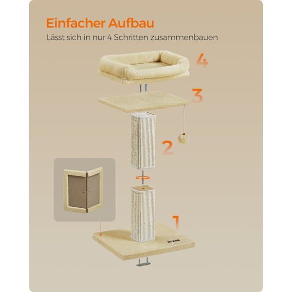 Rootz Cat skrapstolpe - Kitty Scratcher - Sisalstolpe - Skyddar möbler - 60cm x 30cm x 40cm