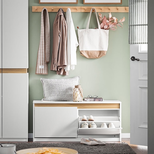 Rootz Skobänksförvaring - Skoställ - Entrébänk - MDF-material - 104cm x 47cm x 30cm - Organisera skor/tillbehör - Utrymmesbesparande