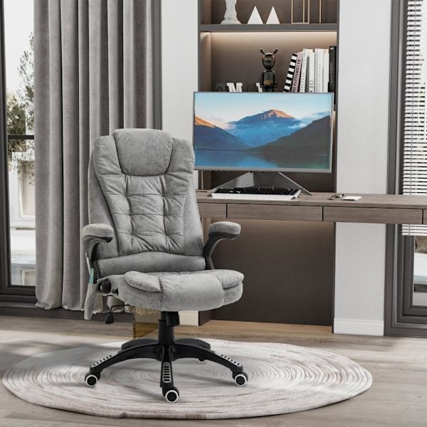 Rootz Massage Kontorstol - Ergonomisk Executive Stol - Varmeelementer - Højdejusterbar - 68cm x 72cm x 110-120cm - Grå