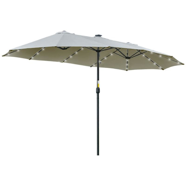 Rootz Dobbeltsidet Paraply - Paraply - Market Paraply - Haveparasol - Haveparasol - Parasol - Med LED - Lysegrå/sort - 4,5L x 2,65W x 2,4H m