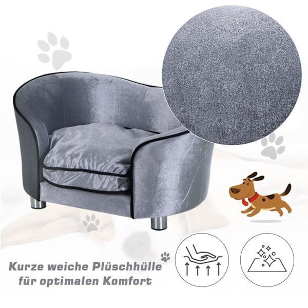 Rootz Luxury Dog Sohva - harmaa - kuusipuu, pehmo - 27,17 cm x 19,29 cm x 14,96 cm